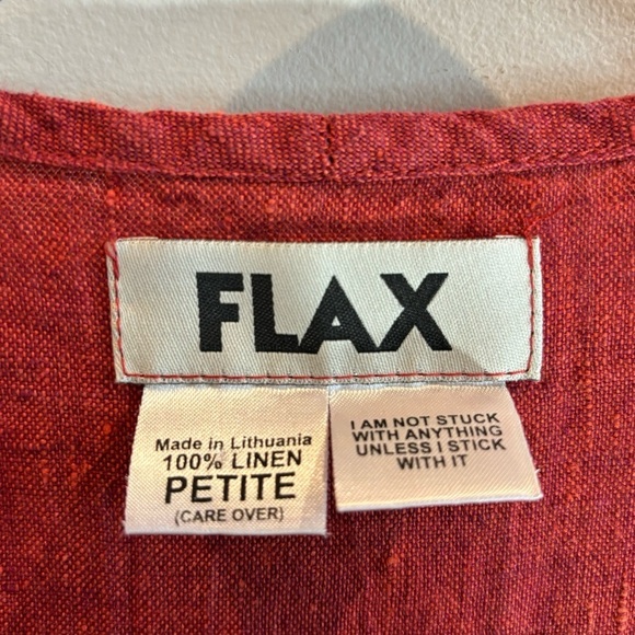 FLAX Petite Sz L Dress Aline Pockets 100% Linen Midi Length Unlined - Picture 2 of 7